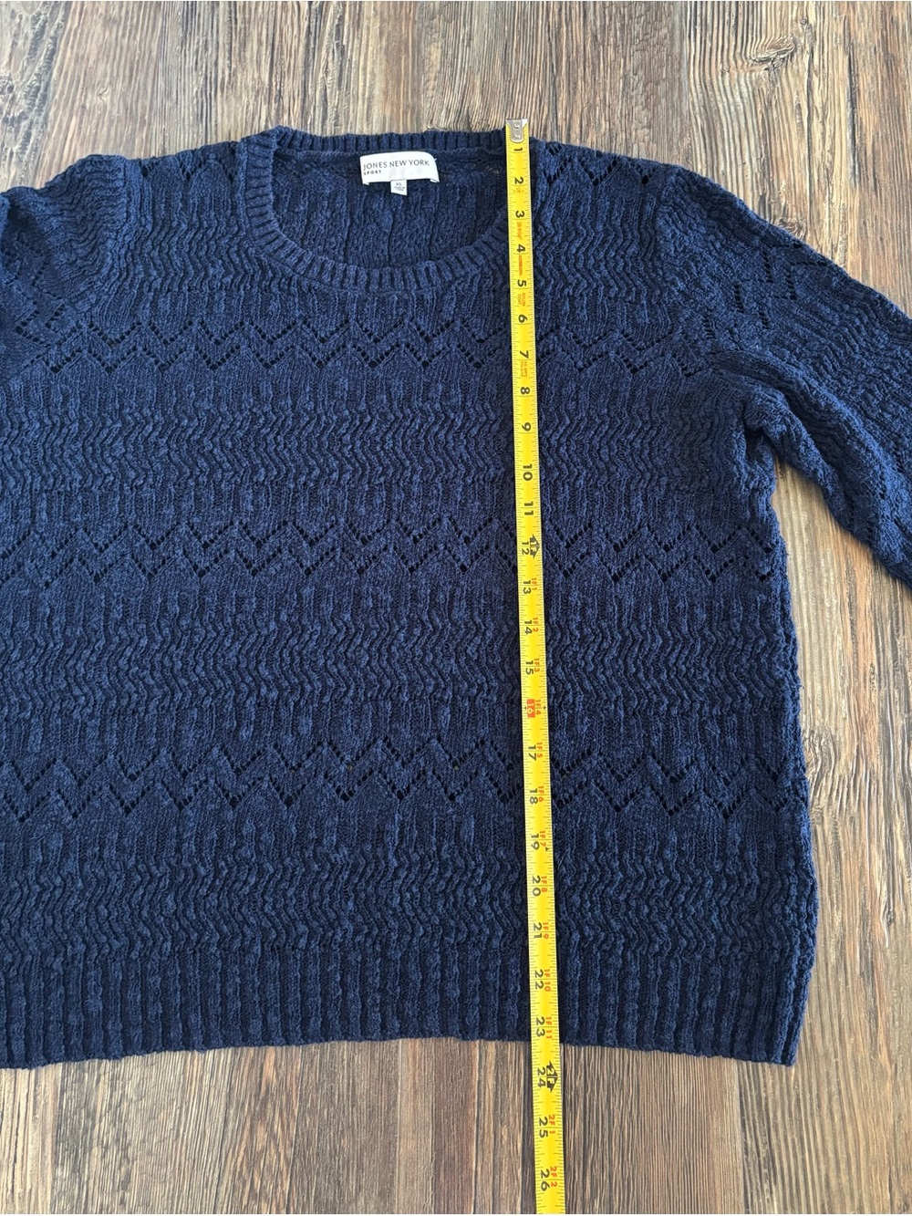 Jones New York Sport Open Knit 3/4 Sleeve Pullover Sweater Womens XL Navy Blue - Picture 4 of 7